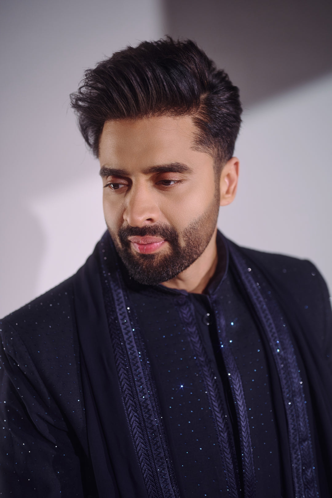 Midnight Royale Embroidered Indo-Western With Stole
