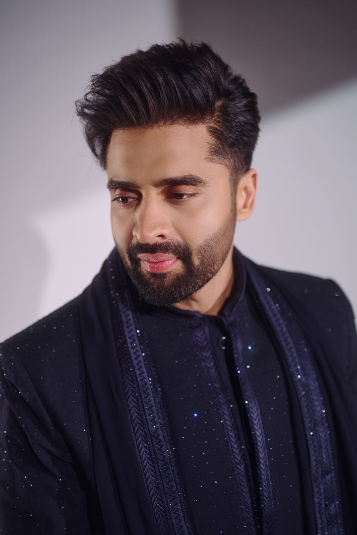 Midnight Royale Embroidered Indo-Western With Stole