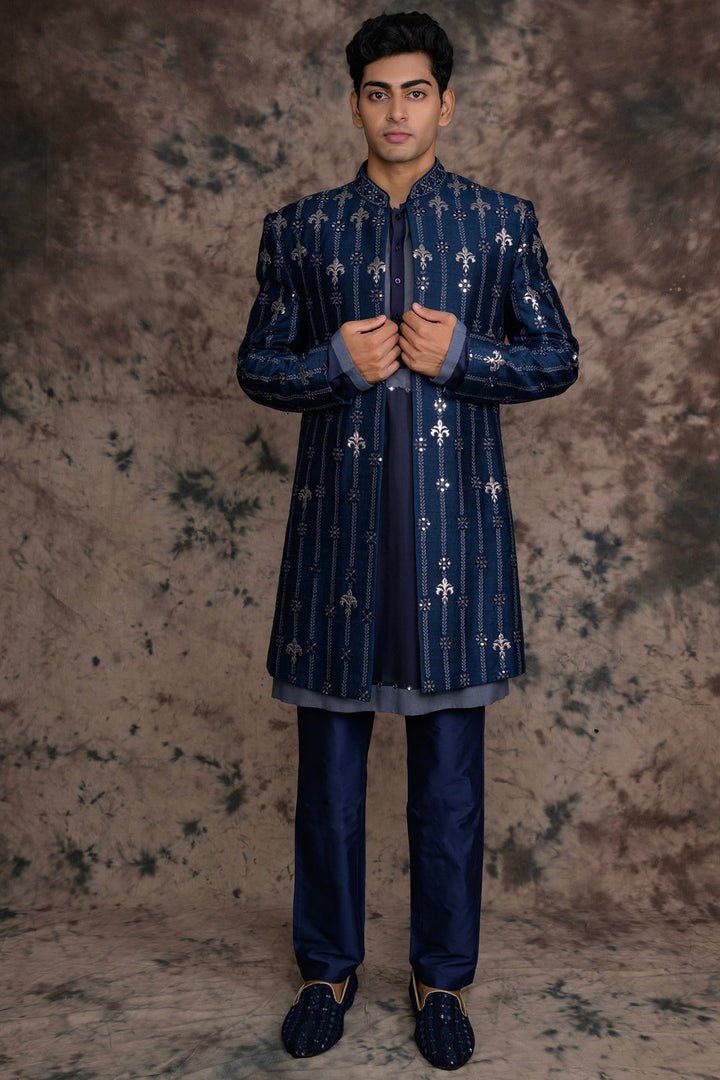 Duke Long Open Jacket & Kurta Set