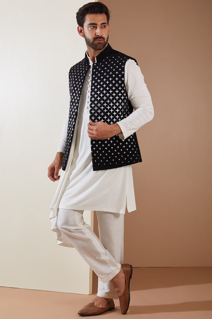 Sharp Short Open Jacket & Kurta Set