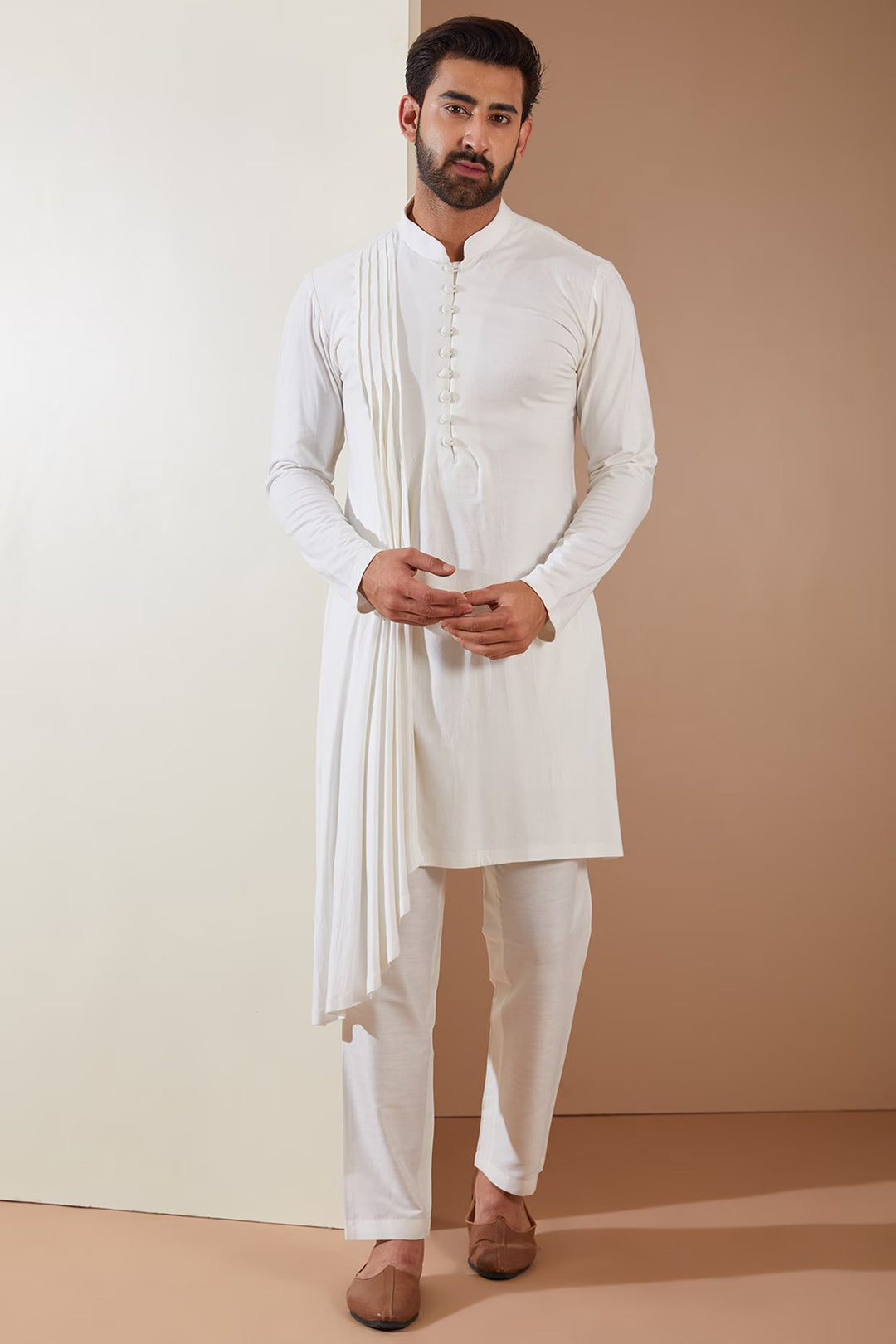 Sharp Short Open Jacket & Kurta Set