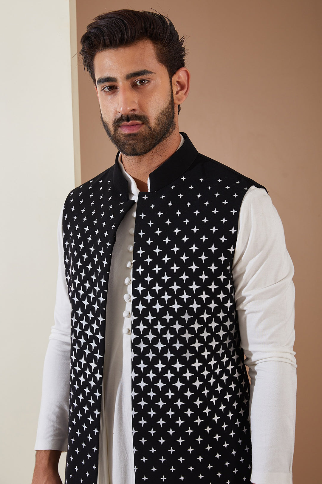 Sharp Short Open Jacket & Kurta Set