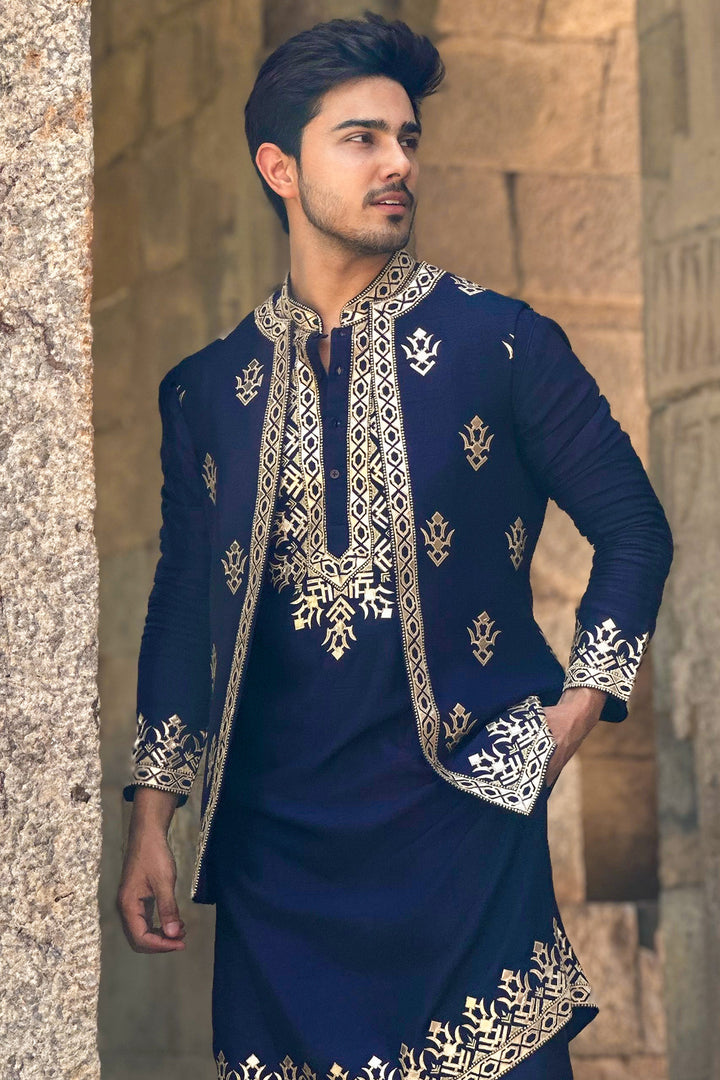 Succession Short Open Kurta Jacket Set